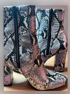 ALDO Snake Print Block Heel Ankle Boots